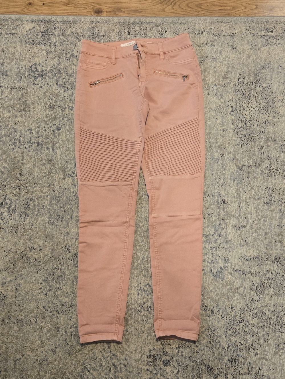 Blush Pink Moto Skinny Jeans